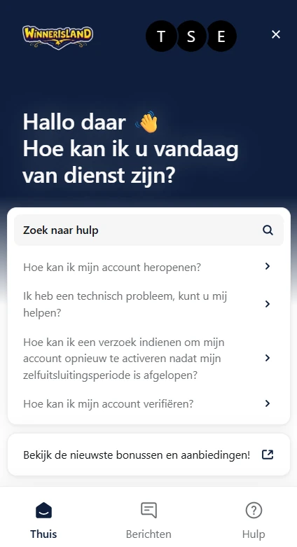Contactmogelijkheden van Winner Island Casino op een telefoonscherm